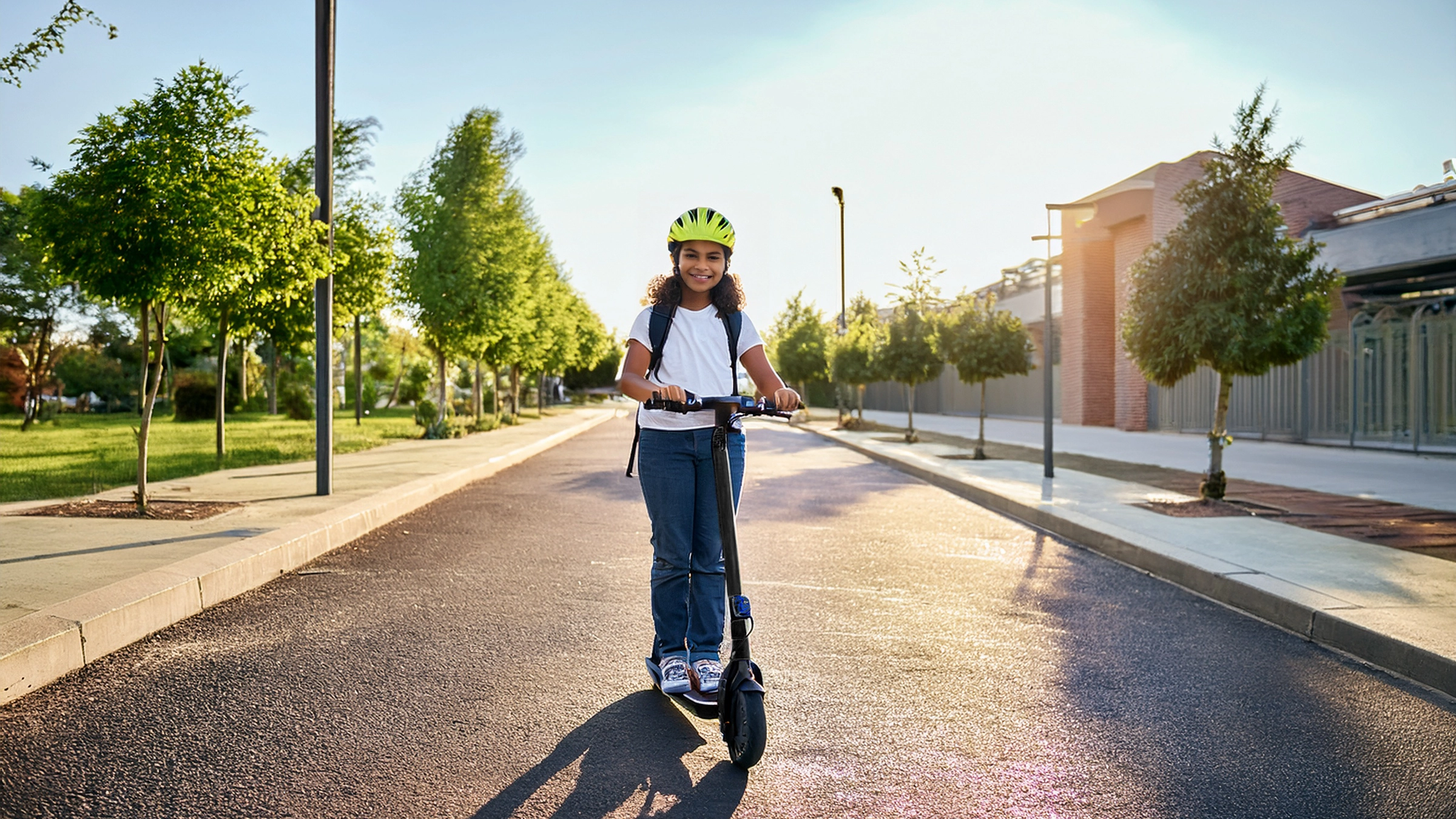 Trottinette électrique utilisée par un adolescent à partir de 14 ans comme moyen de transport du quotidien