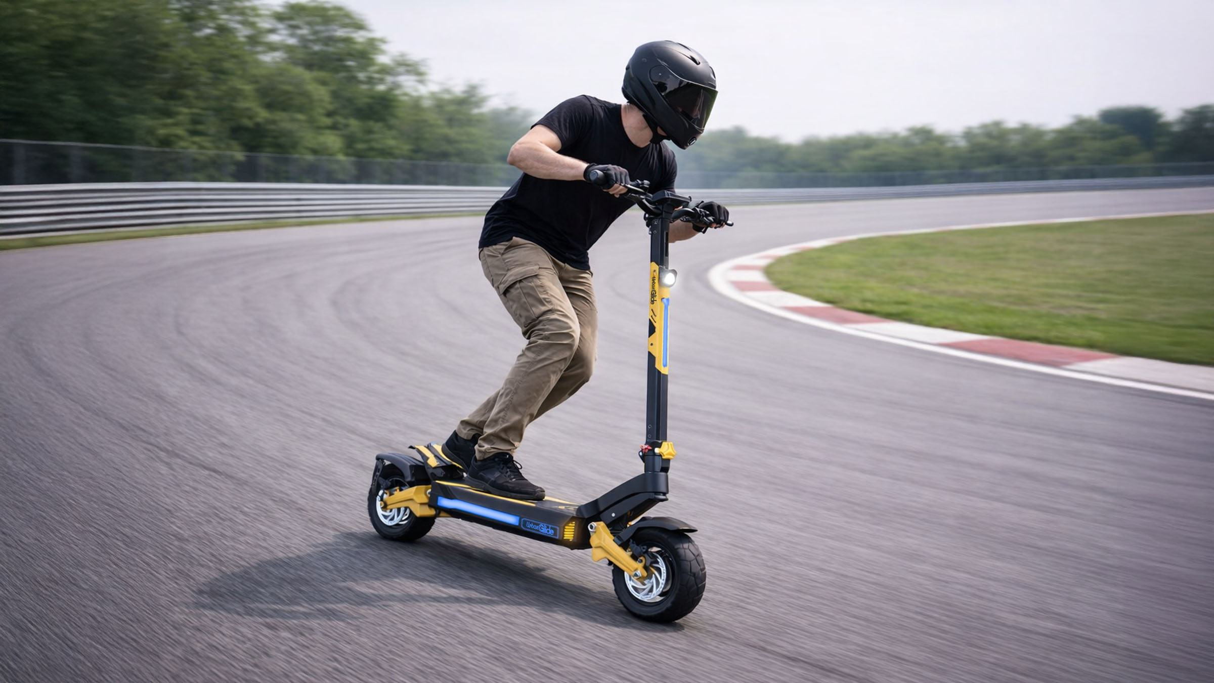 Pilotage précis d’une trottinette électrique illustrant le contrôle et l’équilibre